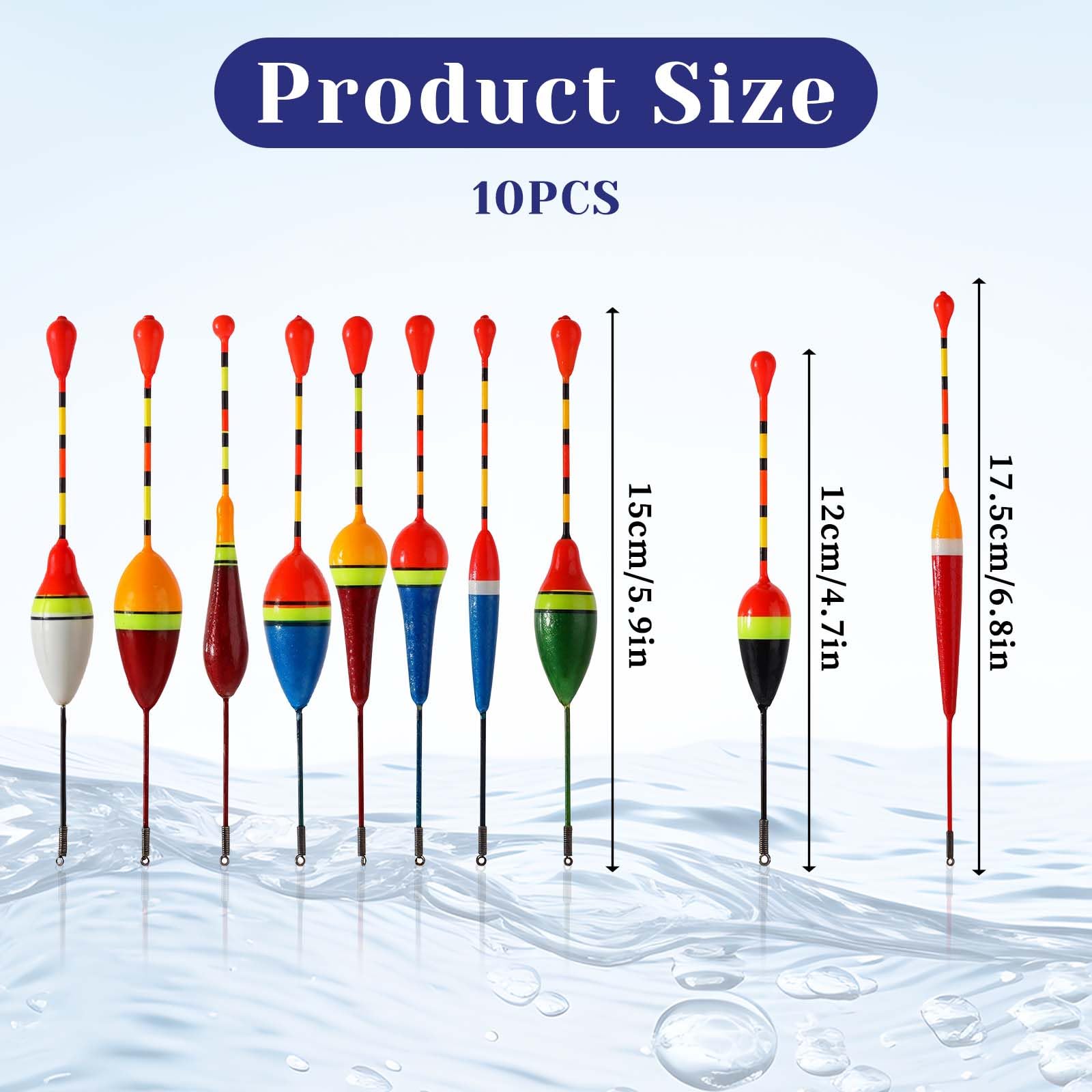 Giantree Fishing Floats Fishing Bobbers,10 Pcs Oval Trout Float Foam Fishing Floats Wood Slip Fishing Bobbers, Bobber Stopper Spring Stick Slip Floats Accessories for Catfish Trout Bass Fishing Line