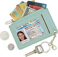 Vista 48 de Carteras pequeñas de cuero delgado para mujeres, tarjetero, cartera, monedero con llavero beige (B-Beige)