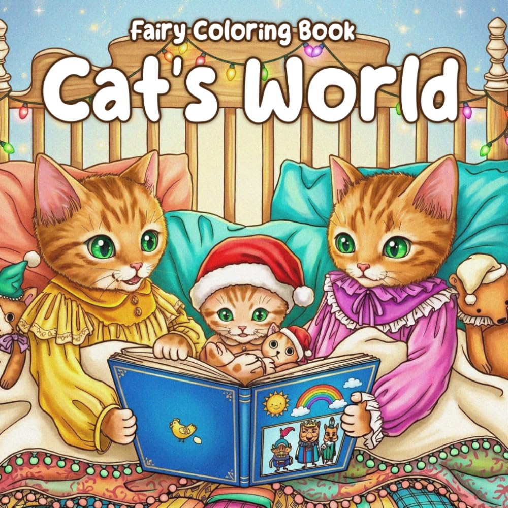 Cat's World Coloring Book: Adorable Feline Adventures Featuring Cozy Kittens Town Coloring Pages For All Ages to Relax and Gifting