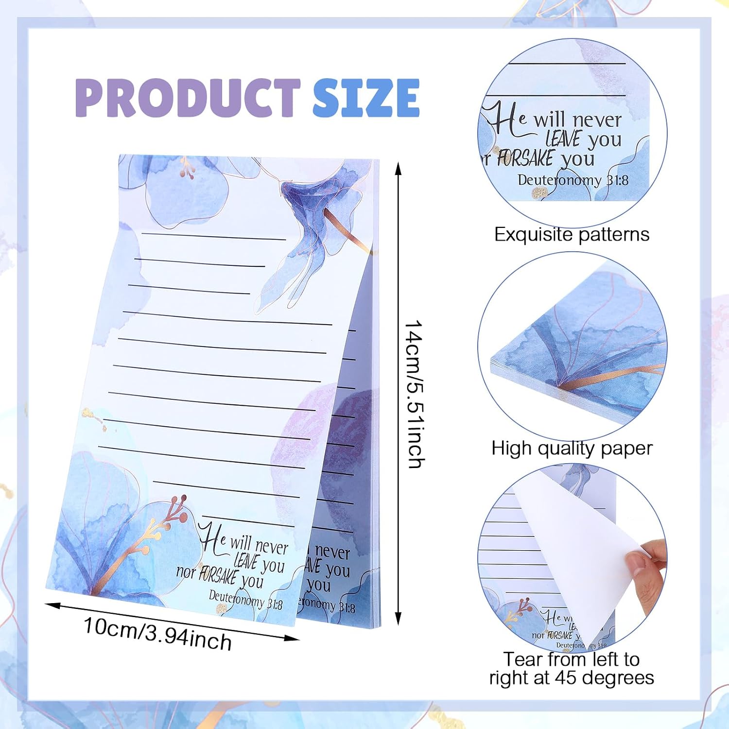 Gersoniel 8 Pack Bible Verse Notepads Christian Sticky Notes,Watercolor image 2