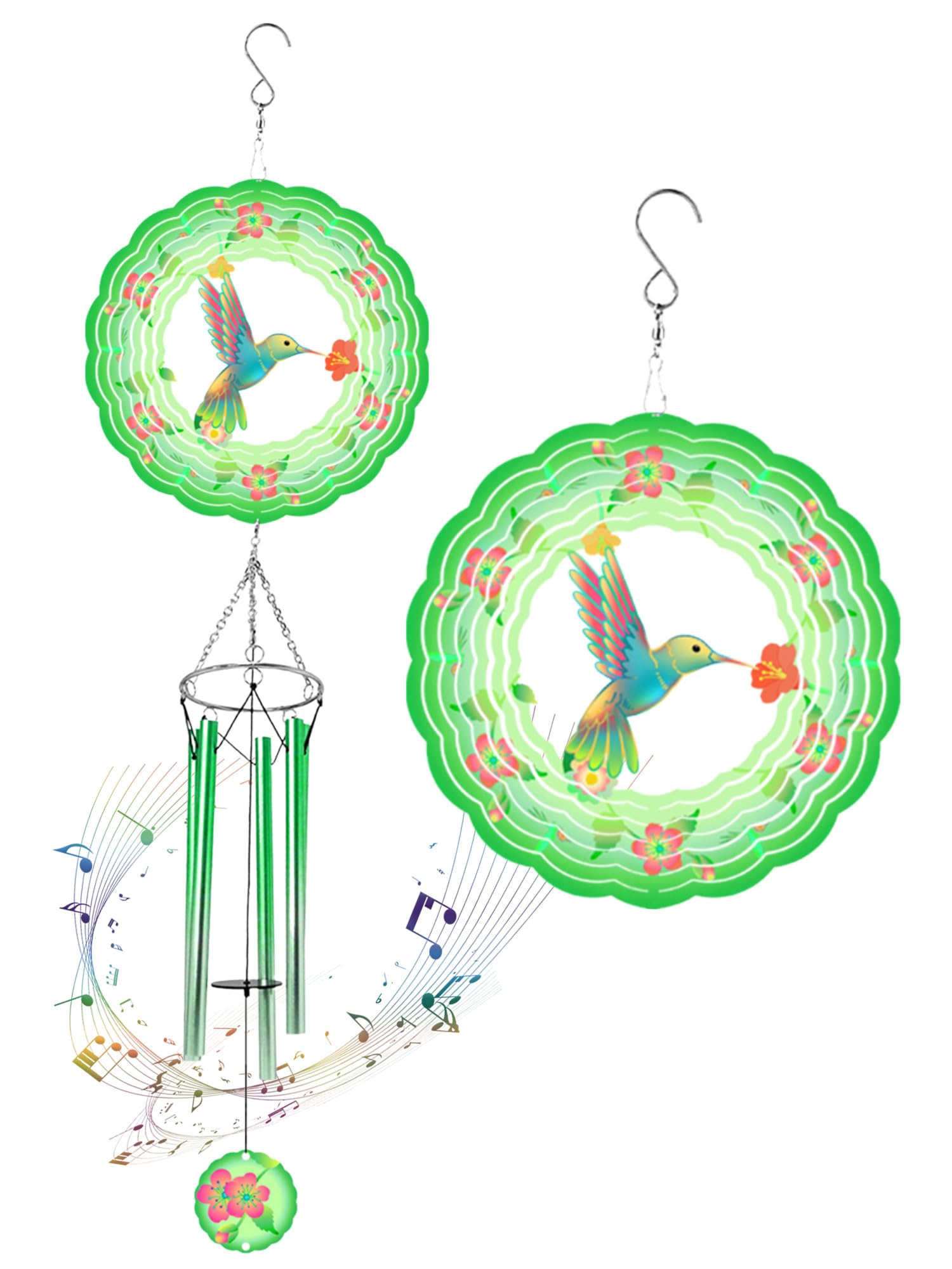 Fariita Wind Chimes with Hummingbird Wind Spinner Gifts for Men Women Mom Hanging Decor for Backyard Patio Outdoor Decor