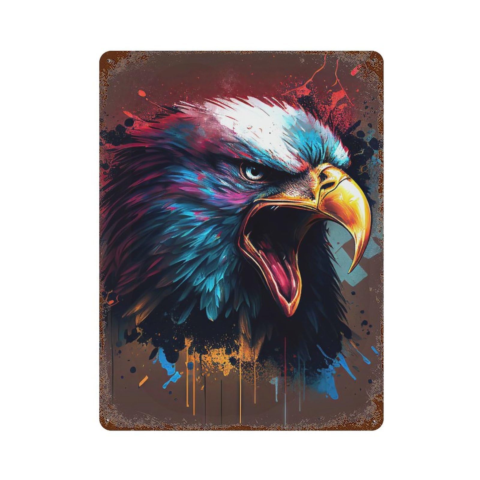 Distressed Metal Wall Sign The Majestic Eagle 1 15.7"x11.8", Vintage Wall Decor for Garage, Bar And Workshop Decor