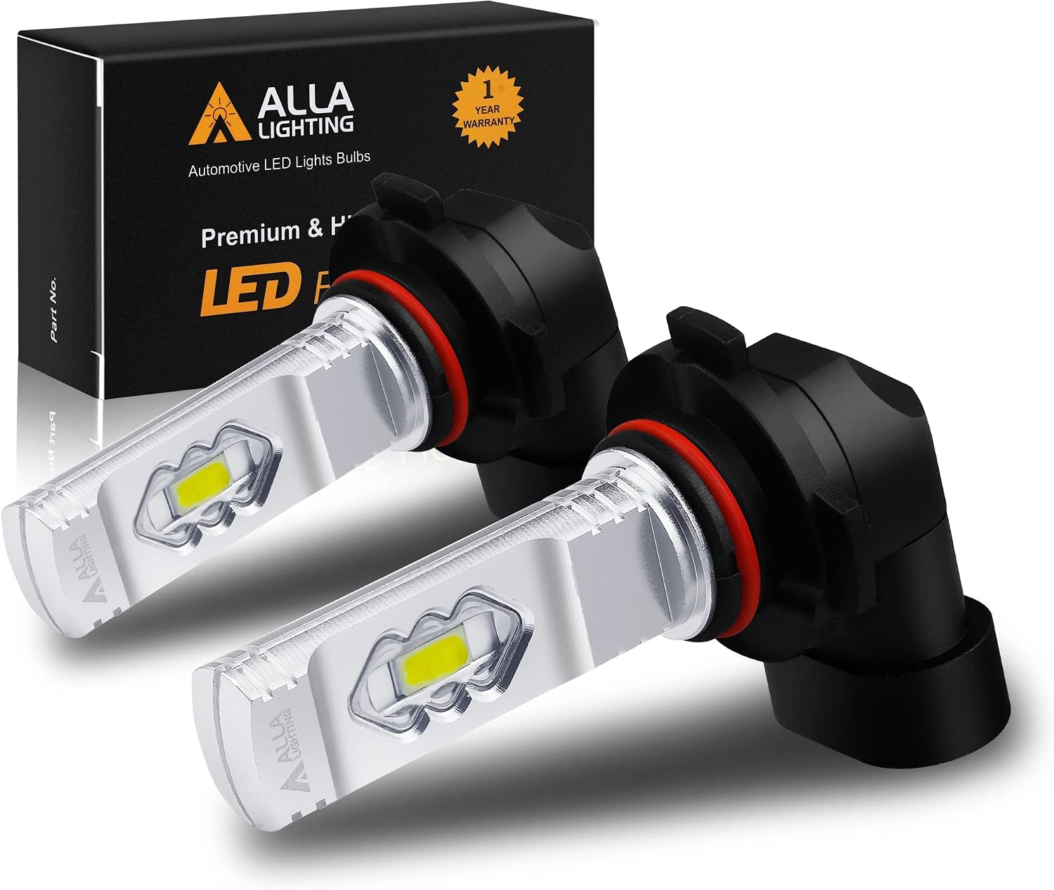 Alla Lighting 9145 H10 LED Fog Lights Bulbs PY20D 9155 9140, 6500K Xenon White ETI 56-SMD 3800 Lumens Super Bright 12V Replacement