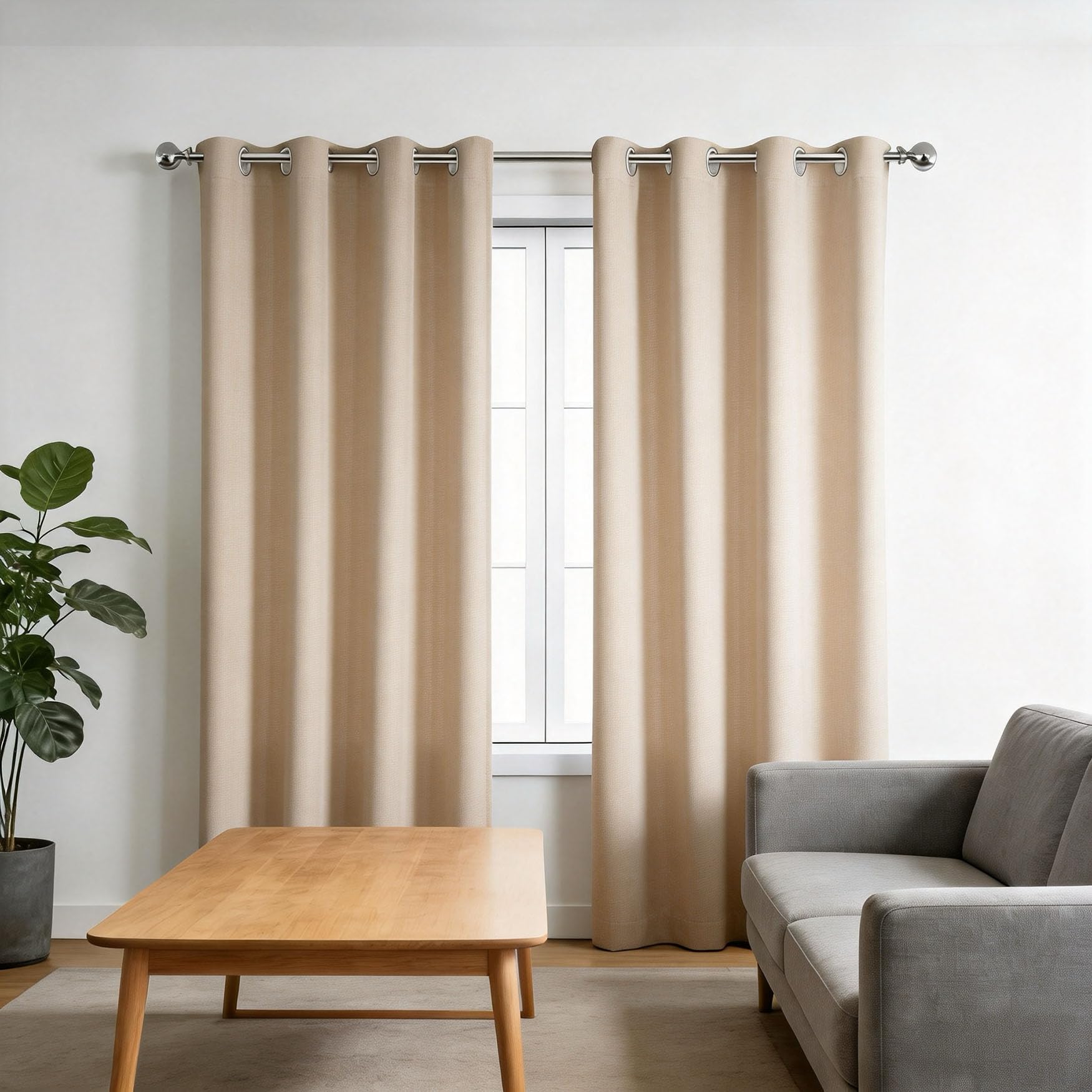 Rideau thermique beige 245x155 cm pour salon et chambre