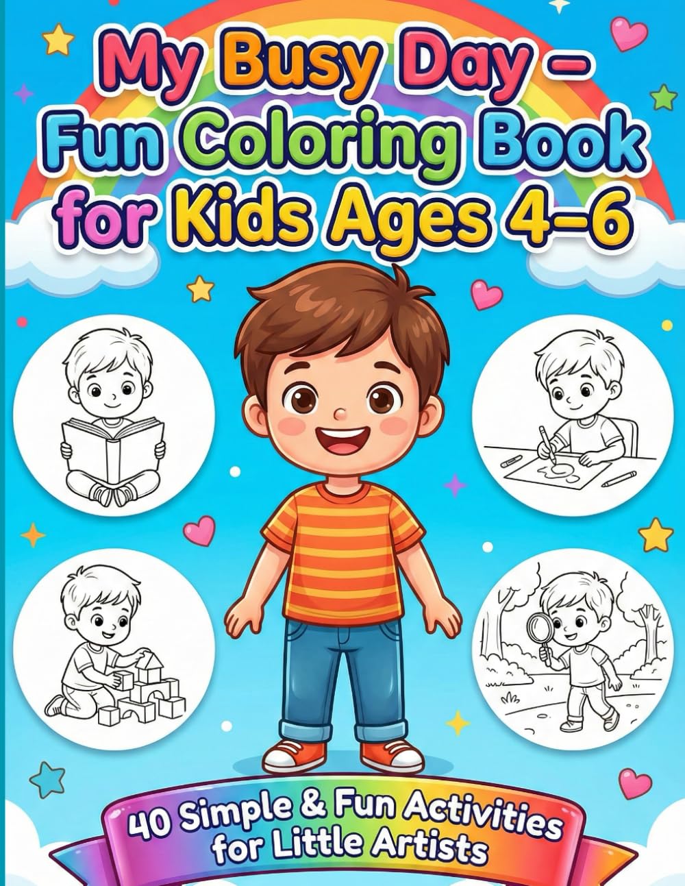 Kids Coloring Book: Daily Adventures of a Little Boy – 40 Fun Coloring Pages: Discover a world of fun and creativity with Kids Coloring Book: Daily ... 81 fun coloring pages that help children
