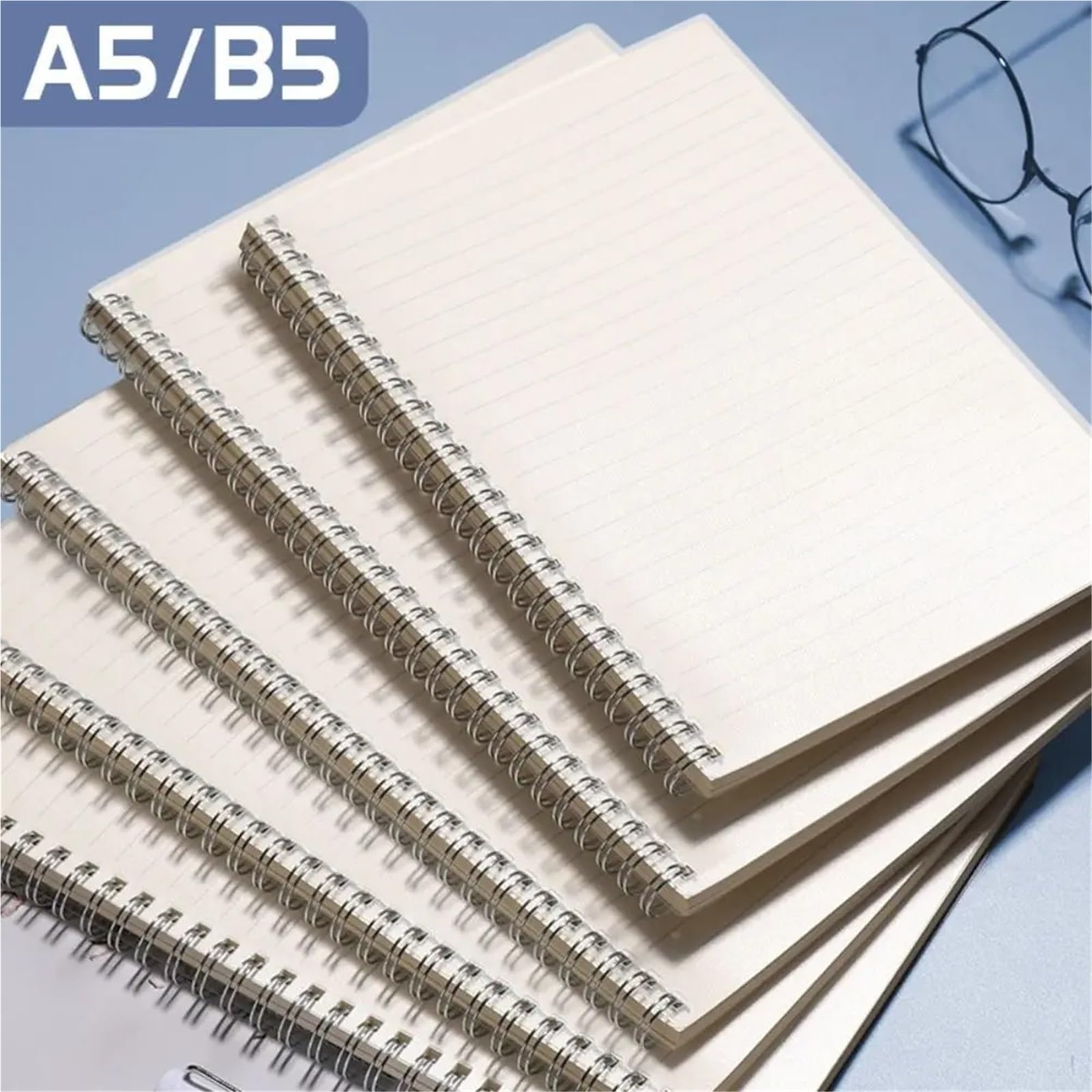 2 Stück A4/A5/A6/B5 Spulen-Notizbuchgitter/leer/horizontale Linie | Flip Over Design Spiral-Notizblock, Tagebuch, Buch, Schule, Bürobedarf(A4 Grids)