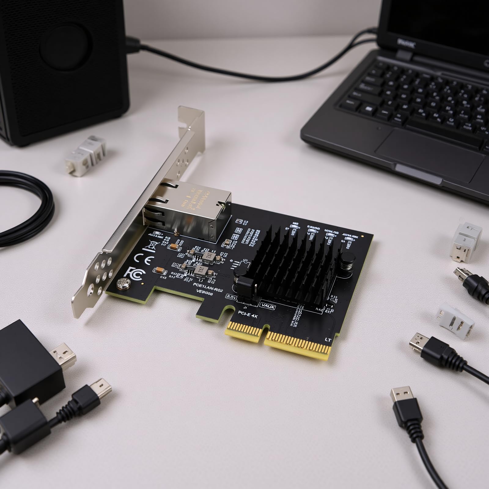 Wakects Scheda di Rete Gigabit PCIe 4X, Adattatore Ethernet PCB PCIe 4X 10 Gbps con RTL8127AT, PXE Senza Disco, Bassa Latenza, per Server Desktop NAS 10 11