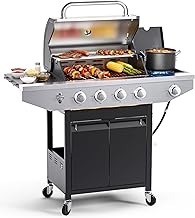 4-Burner Propane Gas Grill with Side Burner