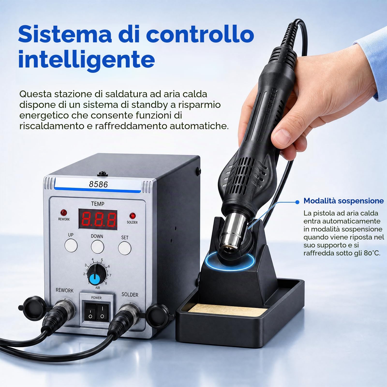 Stazione Saldante, 700W Stazione Saldatura e ad Aria Calda 2 in 1 Saldatore Stagno con Display a LED, Stazione Dissaldante per Elettronica, Progetti fai-da-te, Riparazione