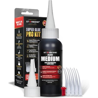 Starbond Black Medium CA Glue, Premium Cyanoacrylate Super Glue, Crack Filler 150 CPS Viscosity, for Woodworking, Woodturning, Carpentry, Guitar, RC, Hobby, 2oz