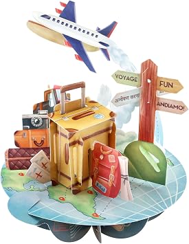 SANTORO Pirouette, 3D Pop Up Greeting Card - Travel - Gift For Her, Him, Daughter, Son, Thank You, Destination, Holiday | Happy Birthday Travel Card For Men, Women