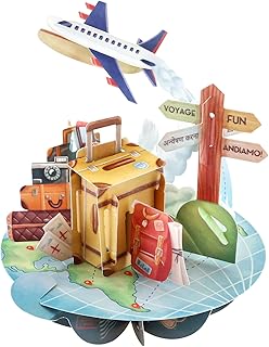 SANTORO Pirouette, 3D Pop Up Greeting Card - Travel - Gift For Her, Him, Daughter, Son, Thank You, Destination, Holiday | Happy Birthday Travel Card For Men, Women