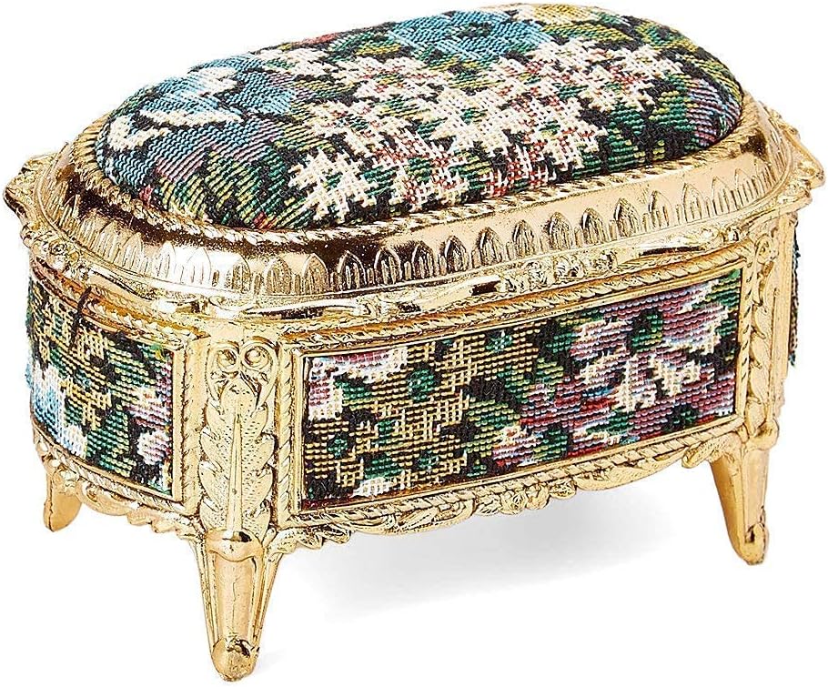 Splendid Fine Floral Tapestry Music Box/Jewelry Box Playing Candle in The Wind