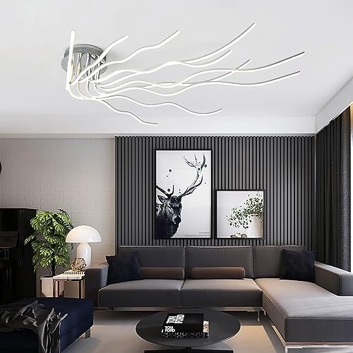 Lámpara de techo LED moderna para sala de estar, Lamparas de Techo Modernas, lámpara de techo moderna de 138 W con control remoto, lámpara regulable de BENJUN