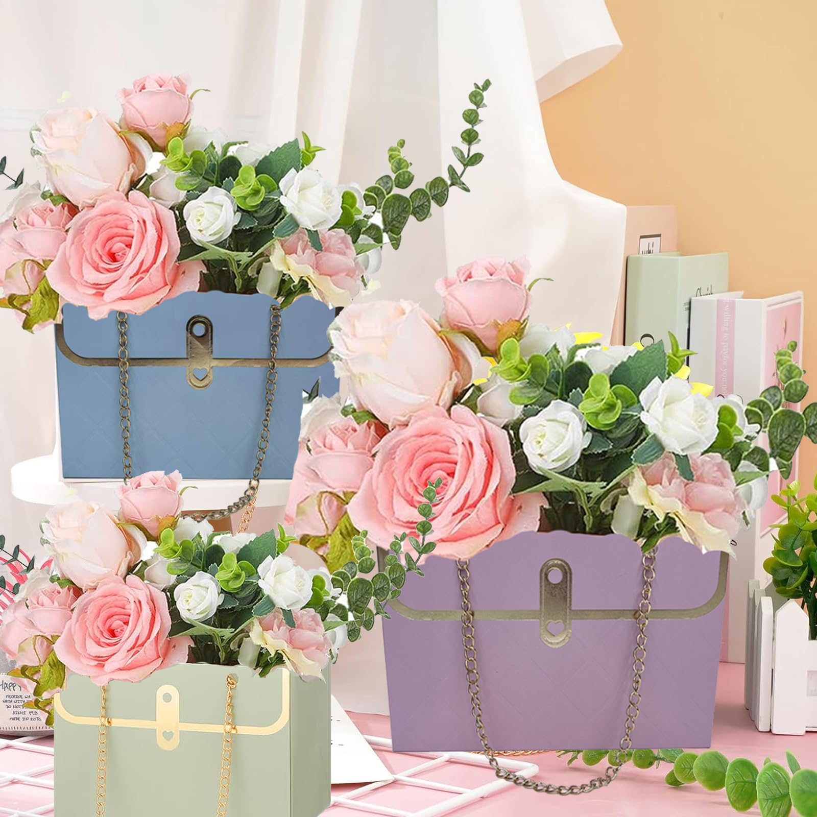 37YIMU 20 Pcs Waterproof Paper Flower Gift Bags Bouquet Wrapping Paper Bag with 37YIMU 20 Pcs Waterproof Paper Flower Gift Bags Bouquet Wrapping Paper Bag with