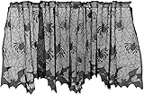 BESTOYARD Halloween Lace Window Curtain with Spider and Bats Design, Sheer Curtain for Indoor, Lampshade, Fireplace Cloth, Spooky Ghost Festival Party
