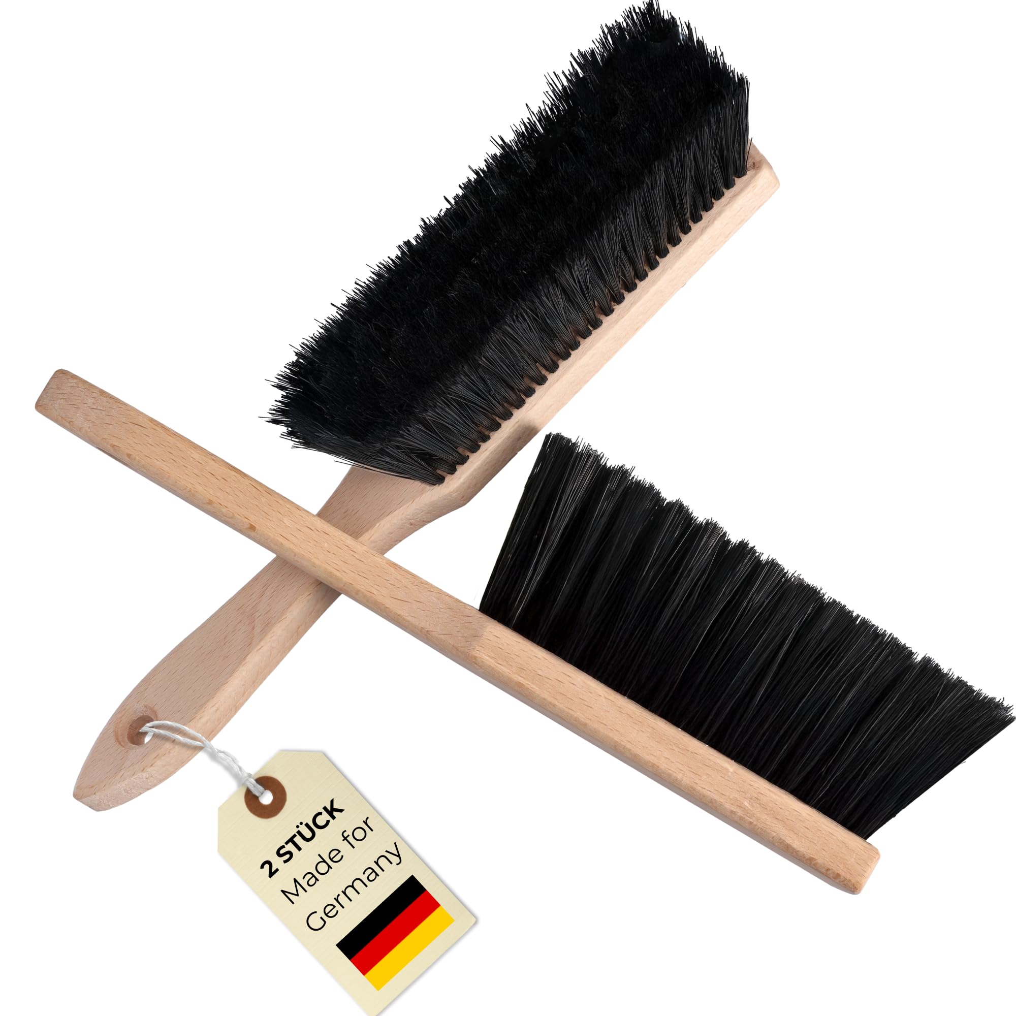 ToolSpace Handfeger 2X Handbesen Harte Borsten Besenbürste Handfeger Holz Hand Brush Handkehrer für Garten & Outdoor Innen Kunststoff Kehrwisch Handfegerbesen Kehrbürste Camping 2er Set Bartwisch