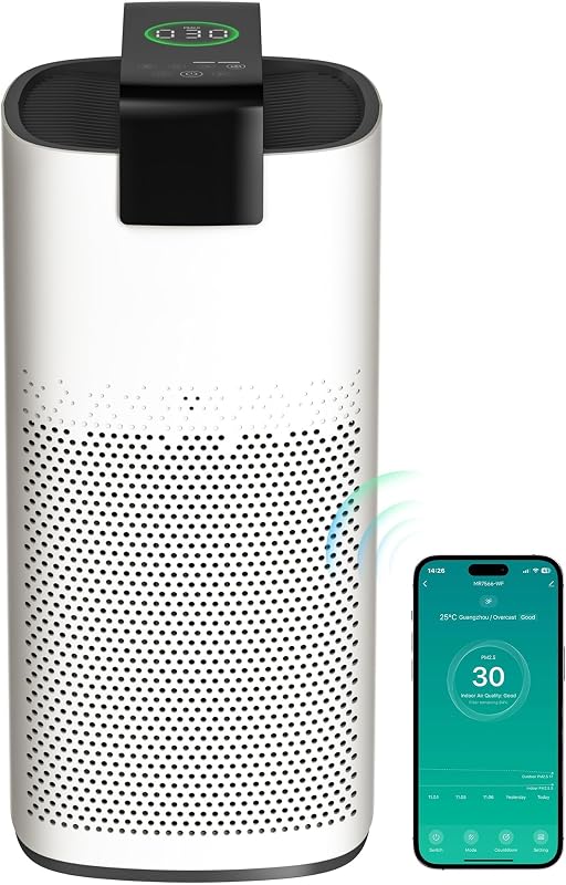 MERONTE MR7566-WF HEPA Air Purifier for Large Room Home, 3600 ft², Beige