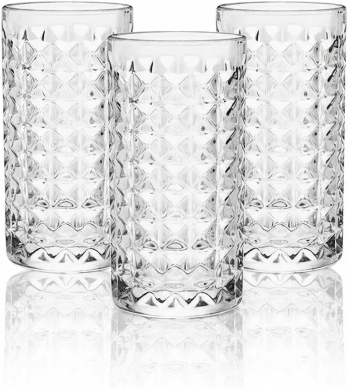Old Fashioned Glass Set of 6 – 11 oz Striped Highball Glasses for Cocktails, Smoothies, Iced Coffee, Whiskey, Juice – Stylish and Durable Drinking Glasses for Home, Kitchen, and Parties
