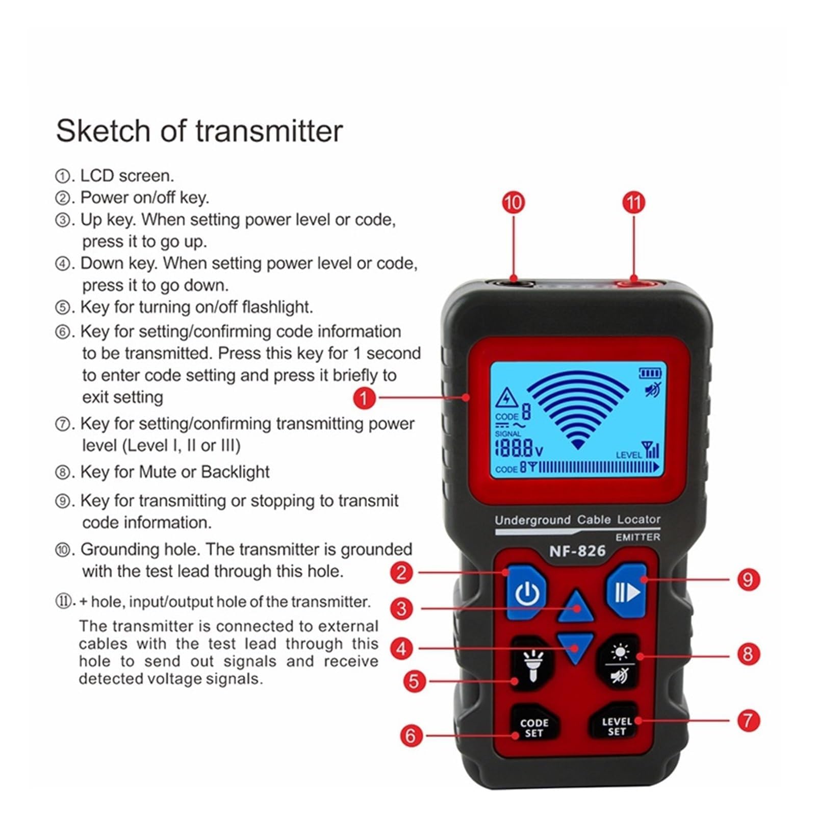 Detector Multifunción de Cable y Tuberías NF-826 - Localizador de Cables Subterráneos, Rastreador para Paredes, Líneas Eléctricas, Tubos de Agua y Gas - Ideal para Instalaciones y Reparaciones