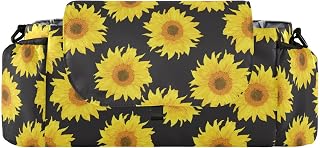 FRODOTGV Bright Sunflowers Gold Flower on Black insulated stroller organizer stroller caddy bag strollers accesorios para coches de bebes