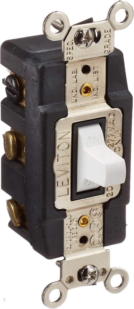 Leviton 20-Amp 120/277-Volt Toggle Double-Pole AC Quiet Switch, 1286-W, White