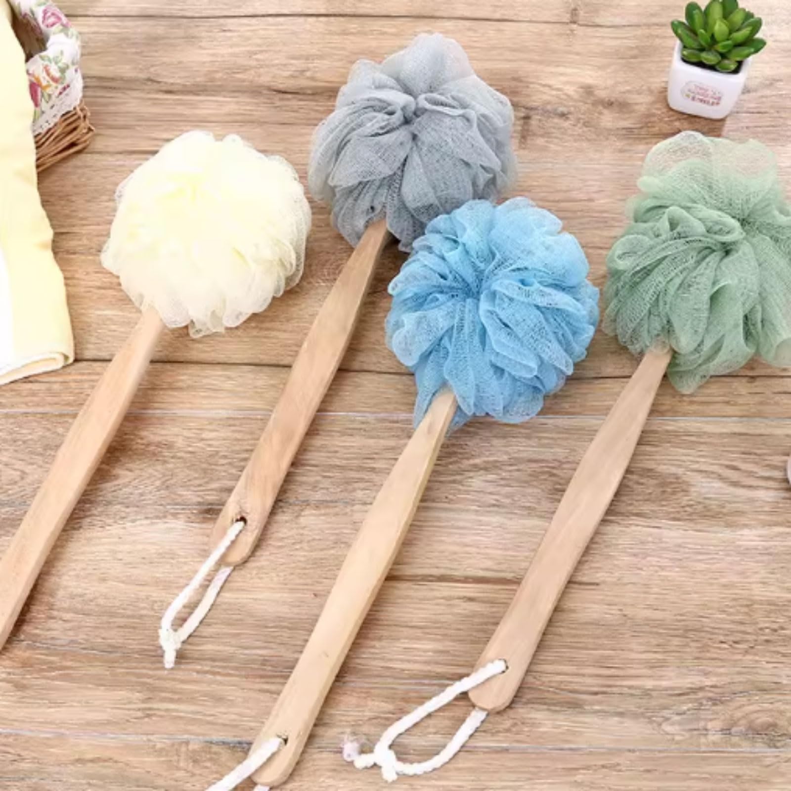 Ergonomía Frotador de espalda de madera for montaje en pared de la Ducha, cepillo de ducha con mango largo, puede producir espuma rica for hombres y mujeres mayores fácil de espumar
