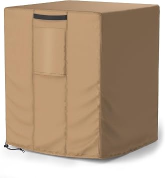 Mrrihand Central Air Conditioner Cover for Outside Units Waterproof Heavy Duty AC Unit for Outdoor Large AC Cover for Winter 24"X24"X22"-Brown