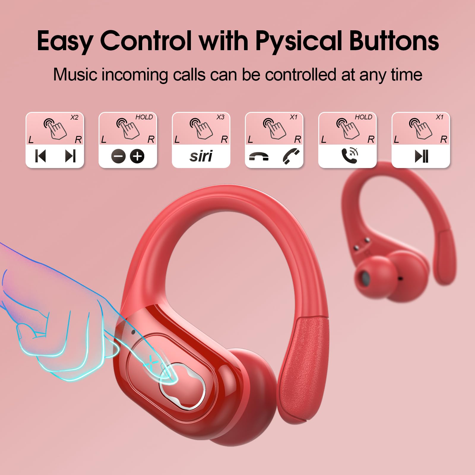 STECEi AI Auriculares Traductor en Tiempo Real(2026), 164 Idiomas y 6 Modos de Traducción, Bluetooth 5.4 con ENC y App con para Viajes/Negocios, Rojo