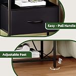 Somdot Nightstands avec station de recharge, Table de chevet avec LED Lumière pour la chambre, Table d'extrémité avec tiroir pour le côté du lit, Halle d'entrée de placard, Noir