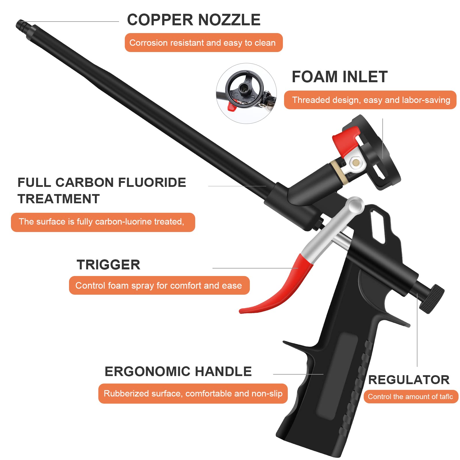 Pistola Schiuma Poliuretanica Professionale - Con Ugello PTFE Per Applicazione Precisa - Foto 9