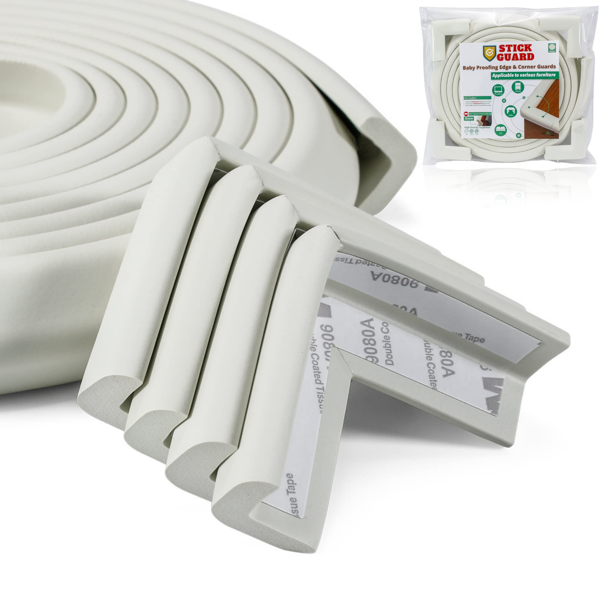 StickGuard Baby Safety Corner Guard, Table Edge Corner Protector Strip