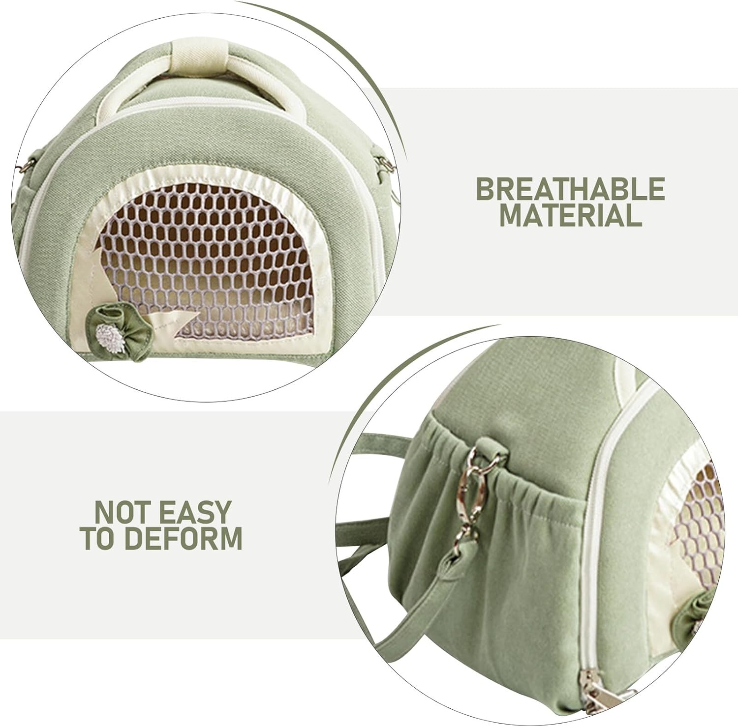 minkissy Breathable Small Animal Carrier Bag for Travel with Anti-Lost Feature, Lightweight Green Pet Sling Backpack for Hamsters, Guinea Pigs, Sugar Gliders, and Small Dogs