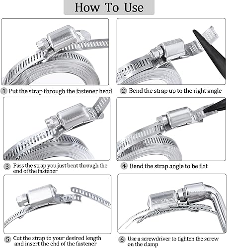 Miniatura 3 de Kit surtido de abrazaderas de manguera de acero inoxidable 304, correa de metal de 30 pies + 16 cierres más fuertes, abrazaderas de manguera de