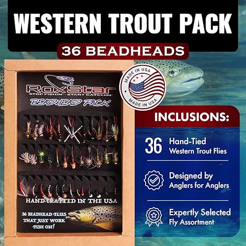 Miniatura 2 de RoxStar - Tienda de pesca con mosca Orgullosamente atada a mano en los Estados Unidos Surtido de moscas de trucha occidental Las 24 mejores