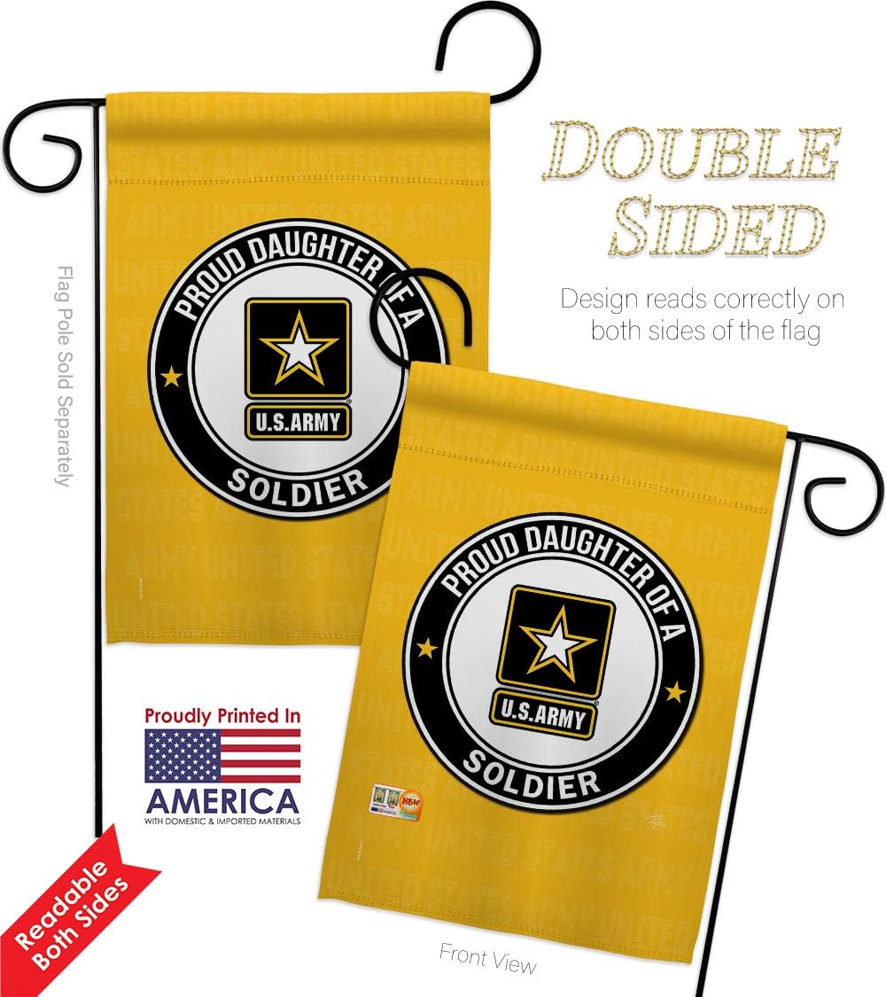 Army Proud Daughter Soldier Garden Flag Armed Forces Rangers United State American Military Veteran Retire Official Small Decorative Gift Yard House Banner Double-Sided Made In USA 13 X 18.5
