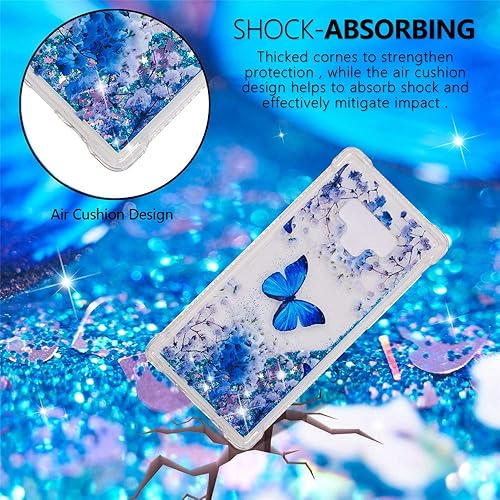 Miniatura 3 de Funda para Galaxy Note 9 Bling Glitter Liquid Sparkle Floating Crystal Floral Printing TPU Silicona Rubber Bumper Funda protectora para Samsung