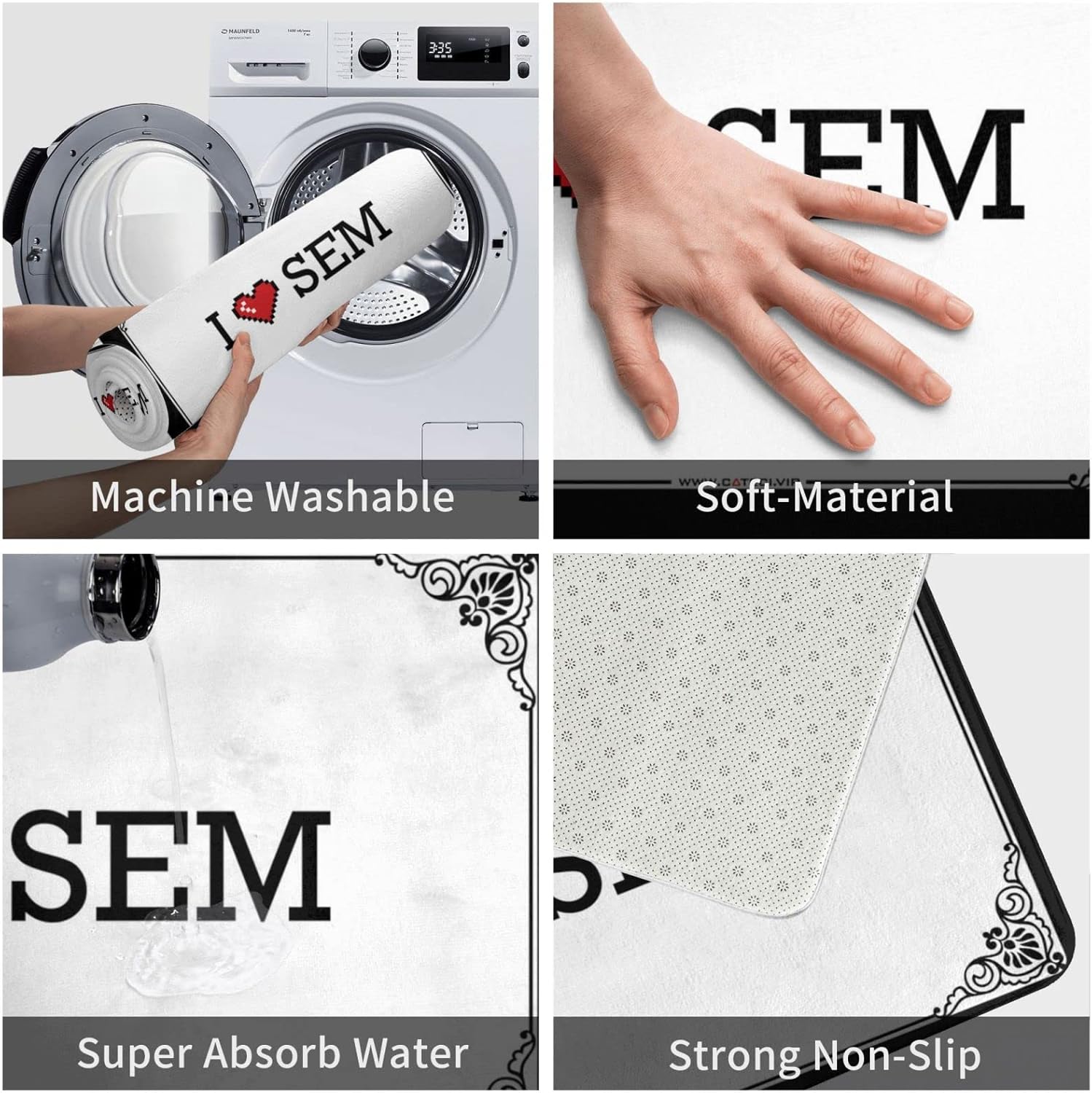 Plain Doormat for Crafts I Love Sem Doormat Welcome Mats Funny Desk Floor Mat (Color : Colour, Size : 65X90CM)