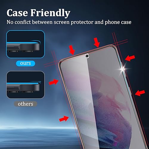 Miniatura 38 de Paquete de 2 protectores de pantalla de privacidad para Samsung Galaxy S21 FE, película de vidrio templado, dureza 9H, arañazos, claridad HD