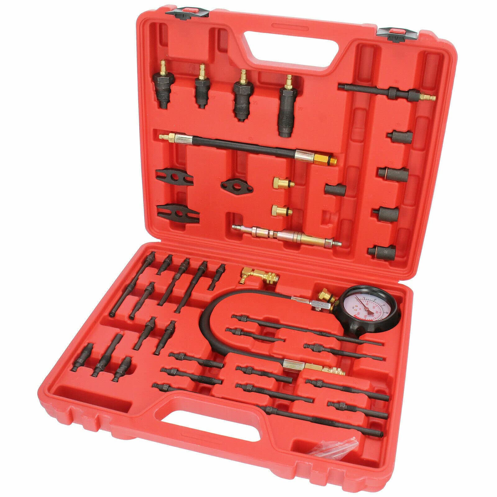 Juego de comprobador de compresión, medidor de compresión de hasta 40 bar/600 psi para motores de gasolina y diesel, coches, camiones, barcos