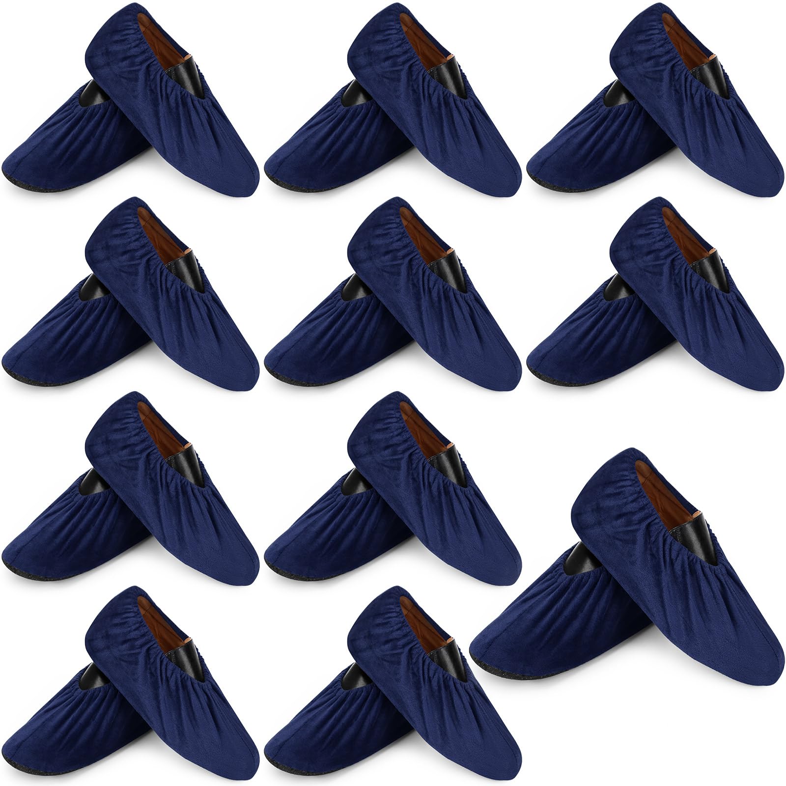 JaGely 11 Pair Reusable Cloth Shoe Covers for Indoors, Navy