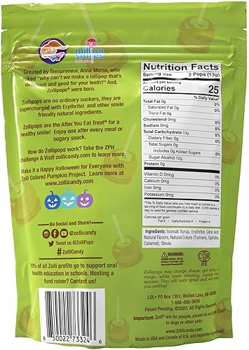 Vista 2 de Zollipops - Caramelo y manzana verde, sin azúcar, sin alergias, vegano, apto para dieta cetogénica y diabética, caramelo Clean Teeth