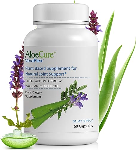 AloeCure VeraFlex Suplemento natural de apoyo articular con aloe vera orgánico USDA - Cápsulas de apoyo articular para comodidad, movilidad y