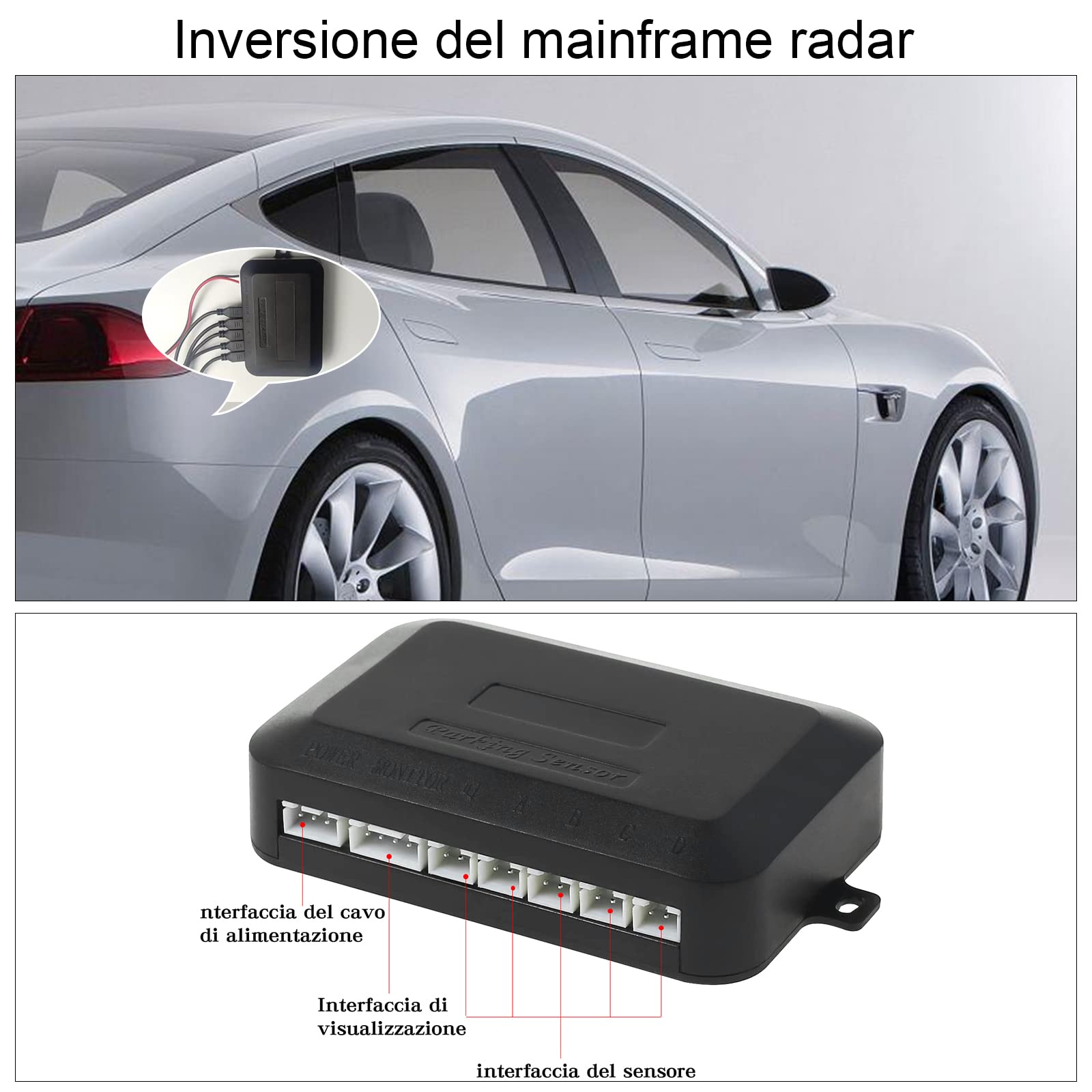 Einparksensor Rückfahrradarsensor Rückfahrradar-Kit enthält 4 Parksensoren, akustische Warnung. (schwarz)