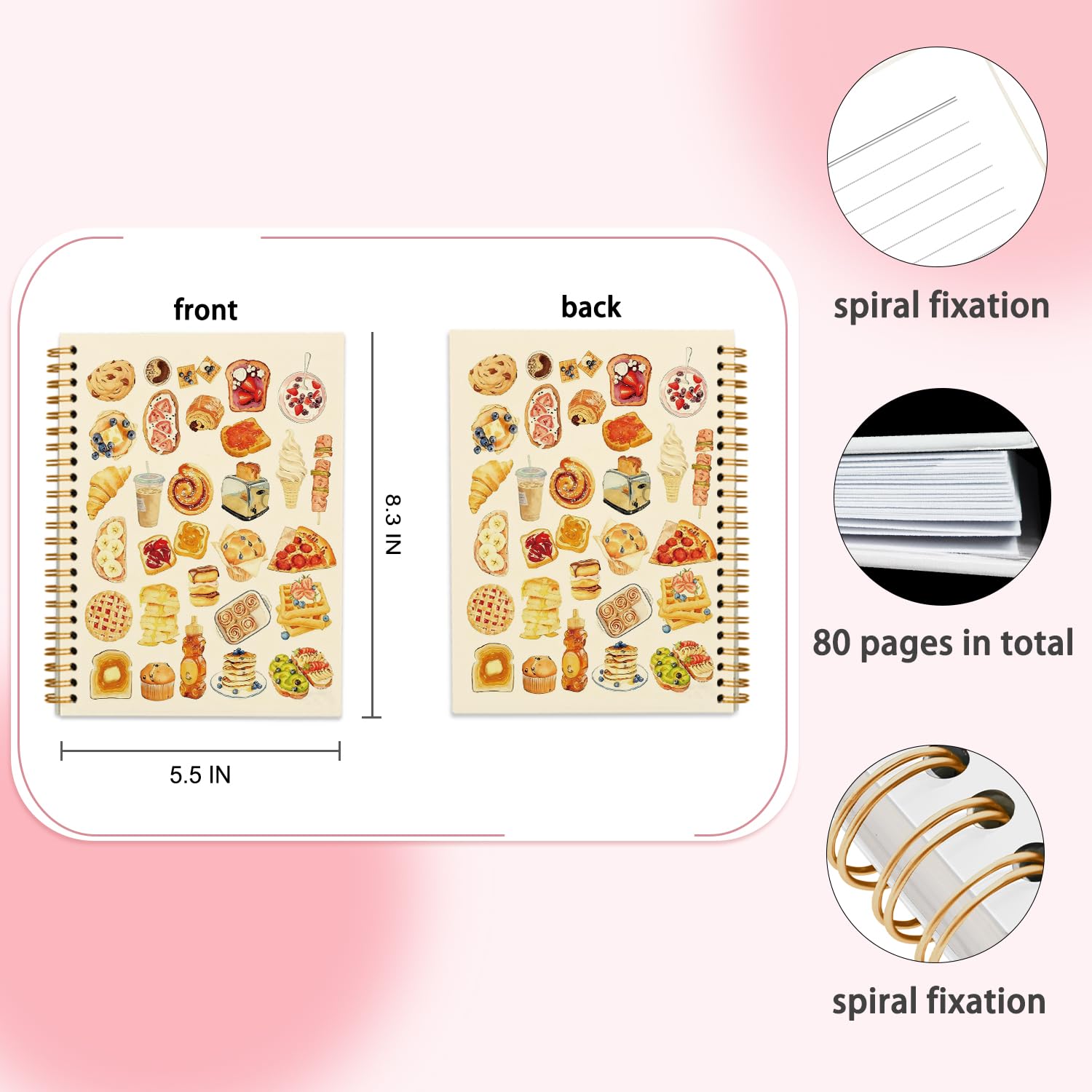 Simpatico libro di ricette vuoto per donne e ragazze, quaderno con torta per università, scuola, ufficio, appunti, diario di cucina, regalo per donne, adolescenti, ragazze amanti della cucina