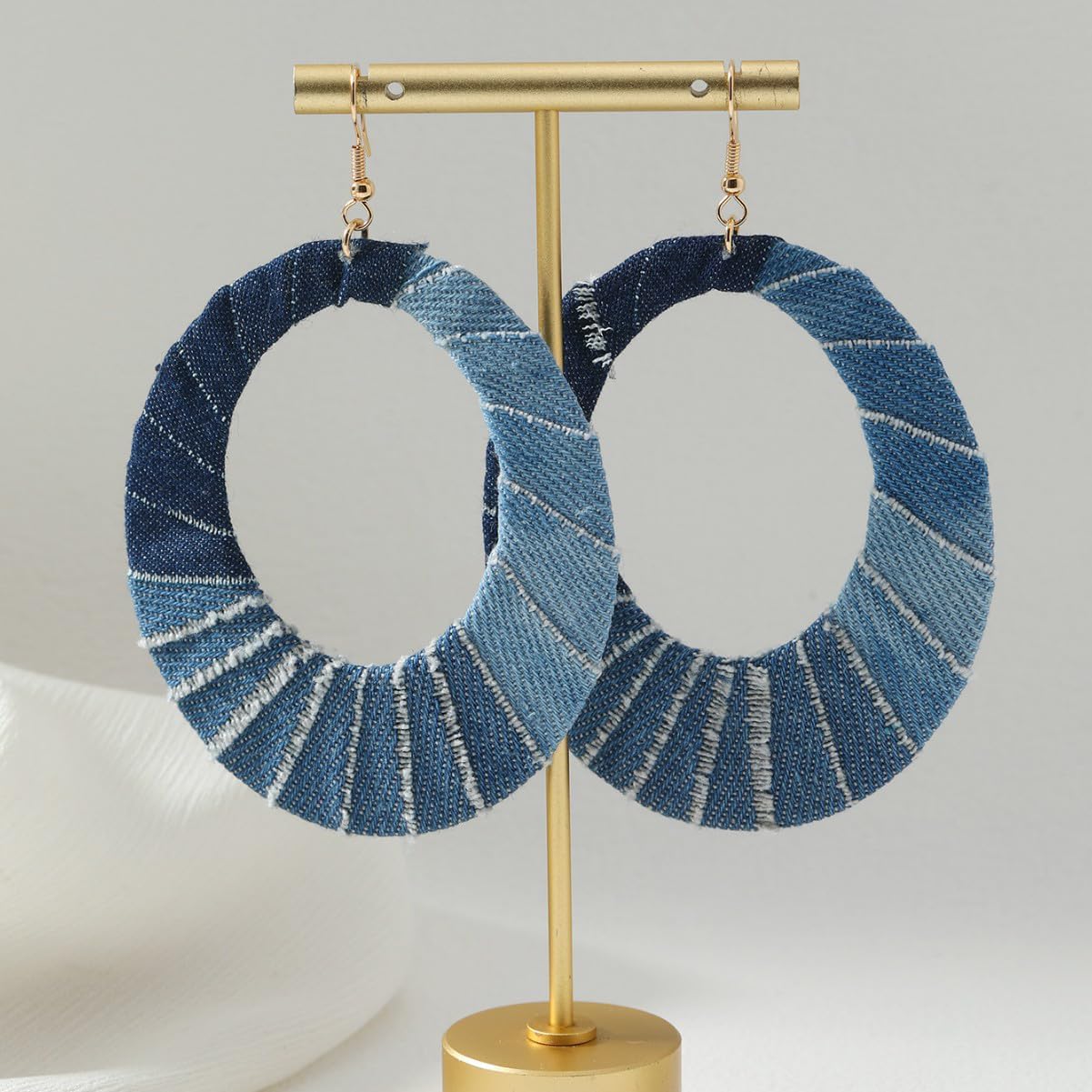 Boho Denim Hoop Earrings for Women Denim Outfit for Women Western Jewelry