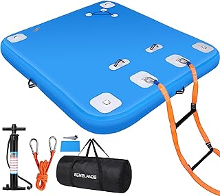 Inflatable Floating Dock, Swim Platform Floating Island Raft, Large Air Mat Inflatable Water Pad with None-Slip Surface for Lake Pool Beach Ocean