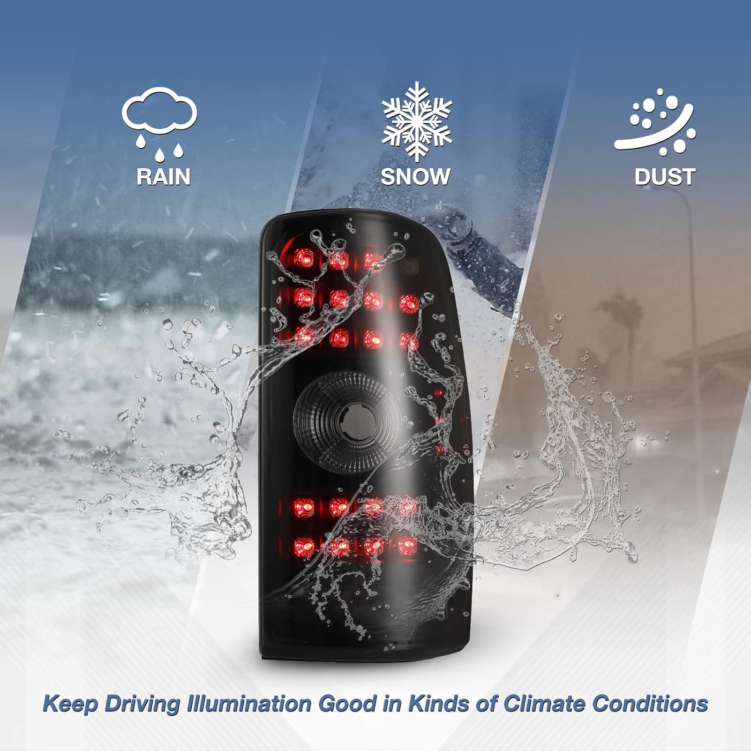 AUTOWIKI LED Tail Lights Fit for 2000-2006 Chevy Suburban/Tahoe/GMC Yukon (not fit Double Door/Barn Door Style models) Tail Lamp Assembly (Black/Smoke) 2PCS