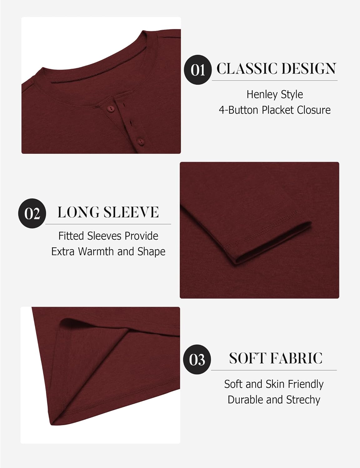 COOFANDY Mens Henley Shirts Long Sleeve Lightweight Buttons T-Shirts Casual Basic Pullover Top - Image 5