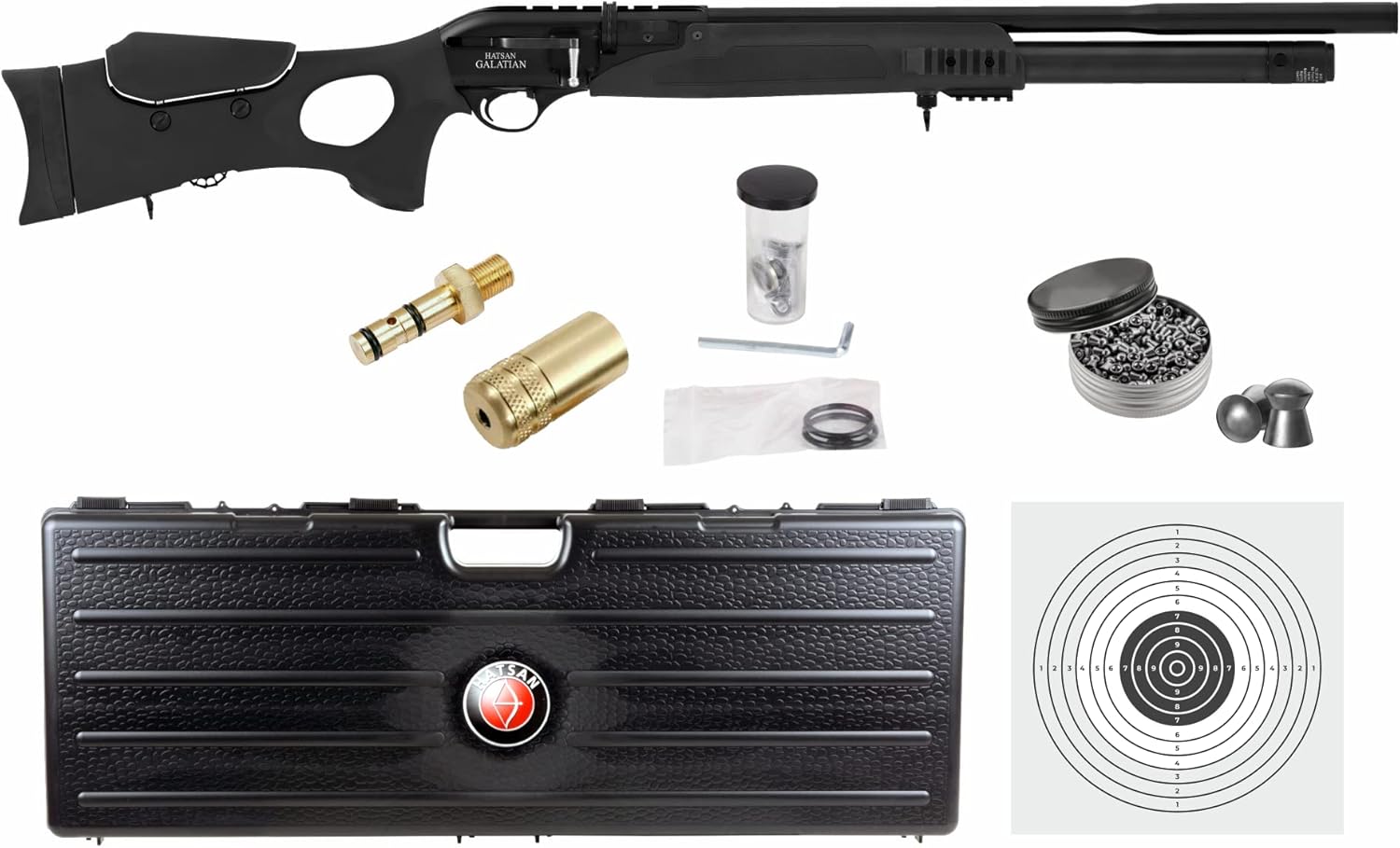 Hatsan Galatian III QuietEnergy Air Rifle with Included Wearable4U 100x Paper Targets and Lead Pellets Bundle